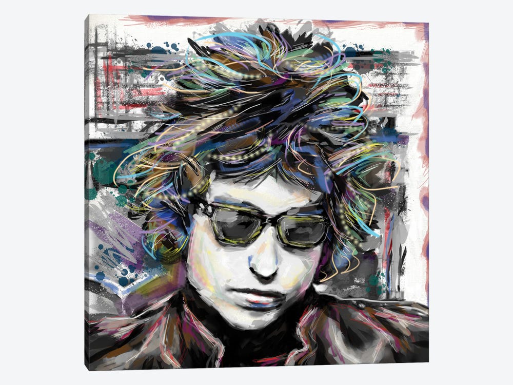 Bob Dylan "Tangled Up In Blue" by Rockchromatic 1-piece Canvas Art Print