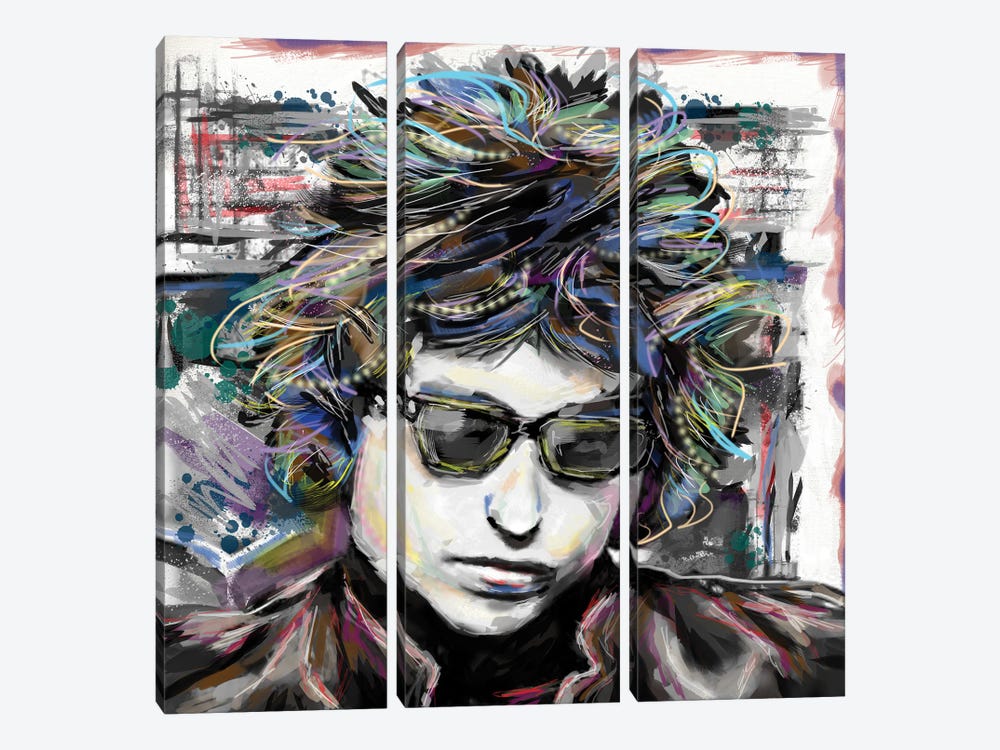Bob Dylan "Tangled Up In Blue" by Rockchromatic 3-piece Canvas Art Print
