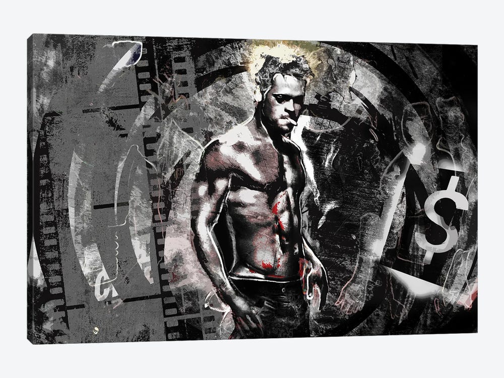Fight Club - Brad Pitt "First Rule Of Fight Club" by Rockchromatic 1-piece Canvas Wall Art