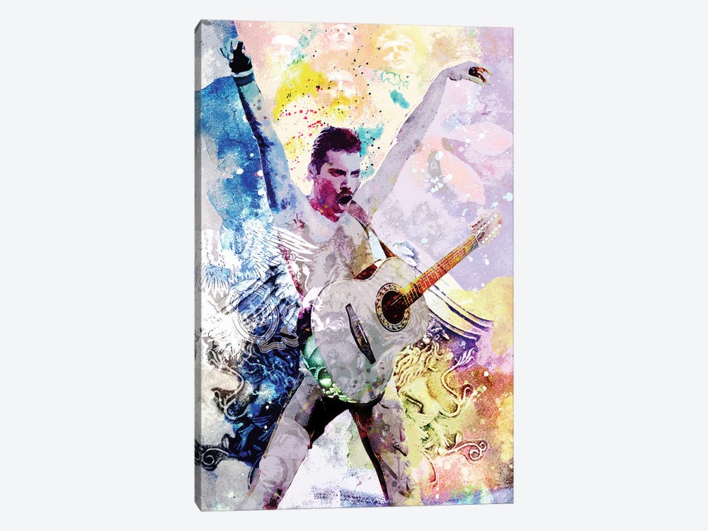 Freddie Mercury - Queen "Another One Bites The Dust" by Rockchromatic 1-piece Canvas Print