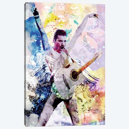 Freddie Mercury - Queen "Another One Bites The Dust" Canvas Print #RCM130} by Rockchromatic Canvas Wall Art