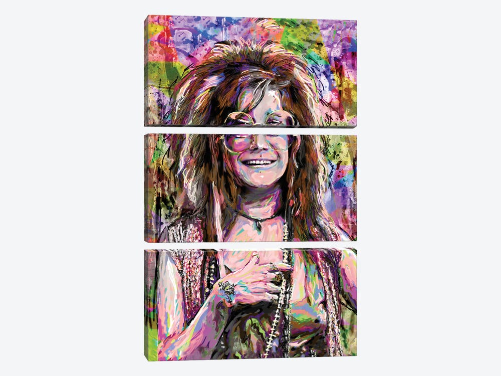 Janis Joplin "Me And Bobby Mcgee" by Rockchromatic 3-piece Canvas Wall Art