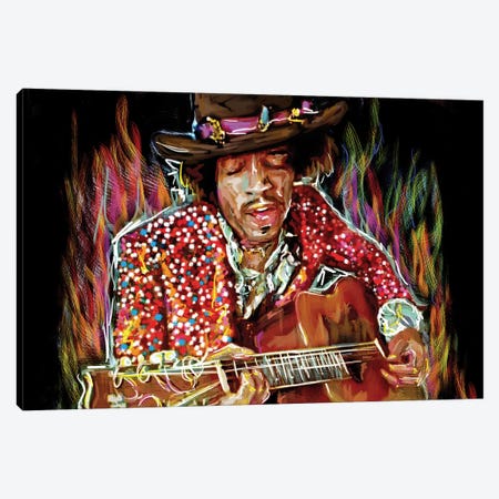 Jimi Hendrix "There's A Red House Over Yonder" Canvas Print #RCM137} by Rockchromatic Canvas Art Print