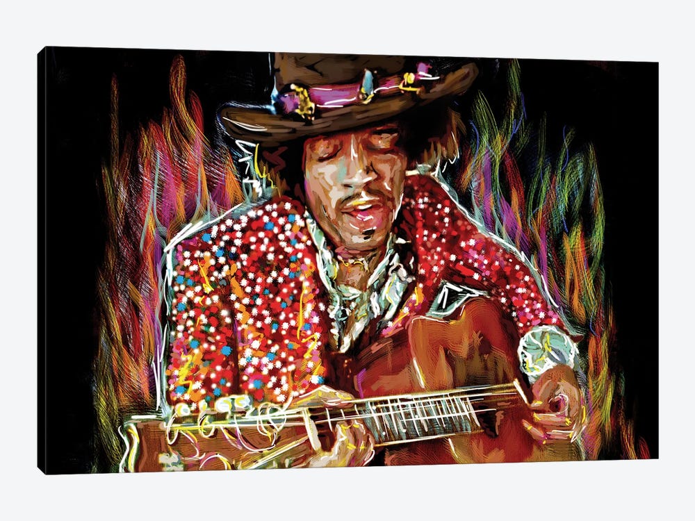 Jimi Hendrix "There's A Red House Over Yonder" by Rockchromatic 1-piece Canvas Artwork