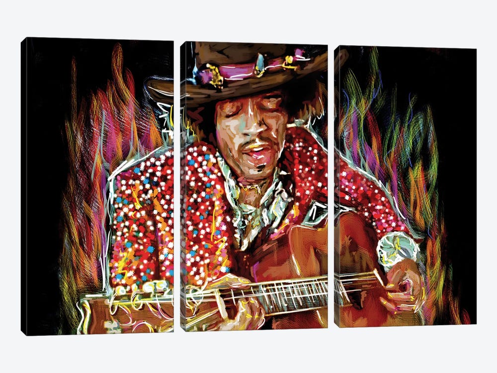 Jimi Hendrix "There's A Red House Over Yonder" by Rockchromatic 3-piece Canvas Artwork