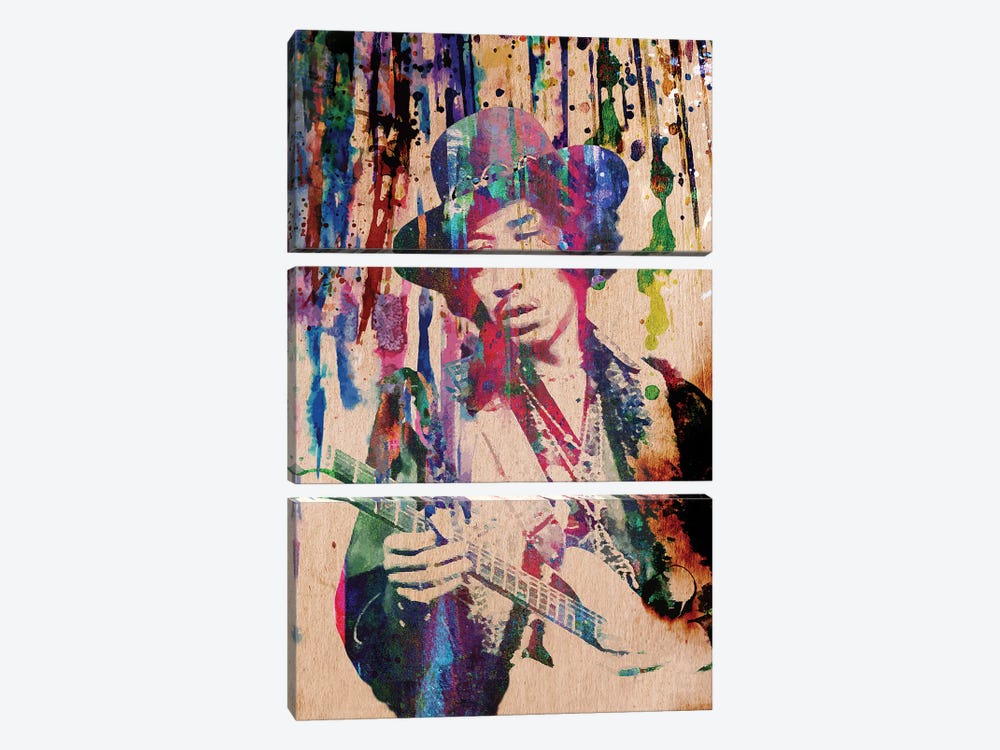 Jimi Hendrix "Purple Haze" by Rockchromatic 3-piece Art Print