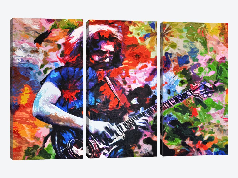 Jerry Garcia - The Grateful Dead "Not Fade Away" by Rockchromatic 3-piece Canvas Wall Art