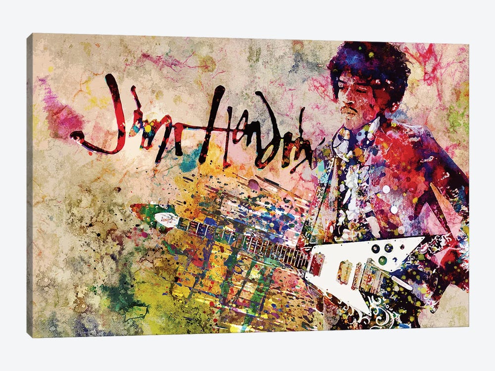 Jimi Hendrix "Voodoo Child" by Rockchromatic 1-piece Canvas Wall Art