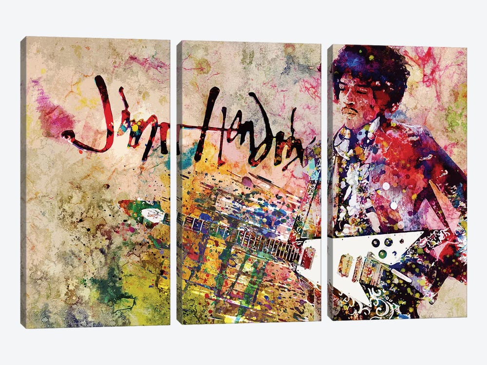 Jimi Hendrix "Voodoo Child" by Rockchromatic 3-piece Canvas Wall Art