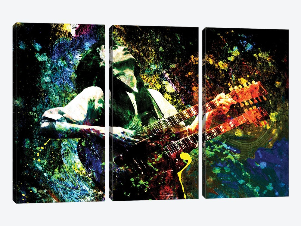 Jimmy Page - Led Zeppelin "Song Remains The Same" by Rockchromatic 3-piece Canvas Wall Art