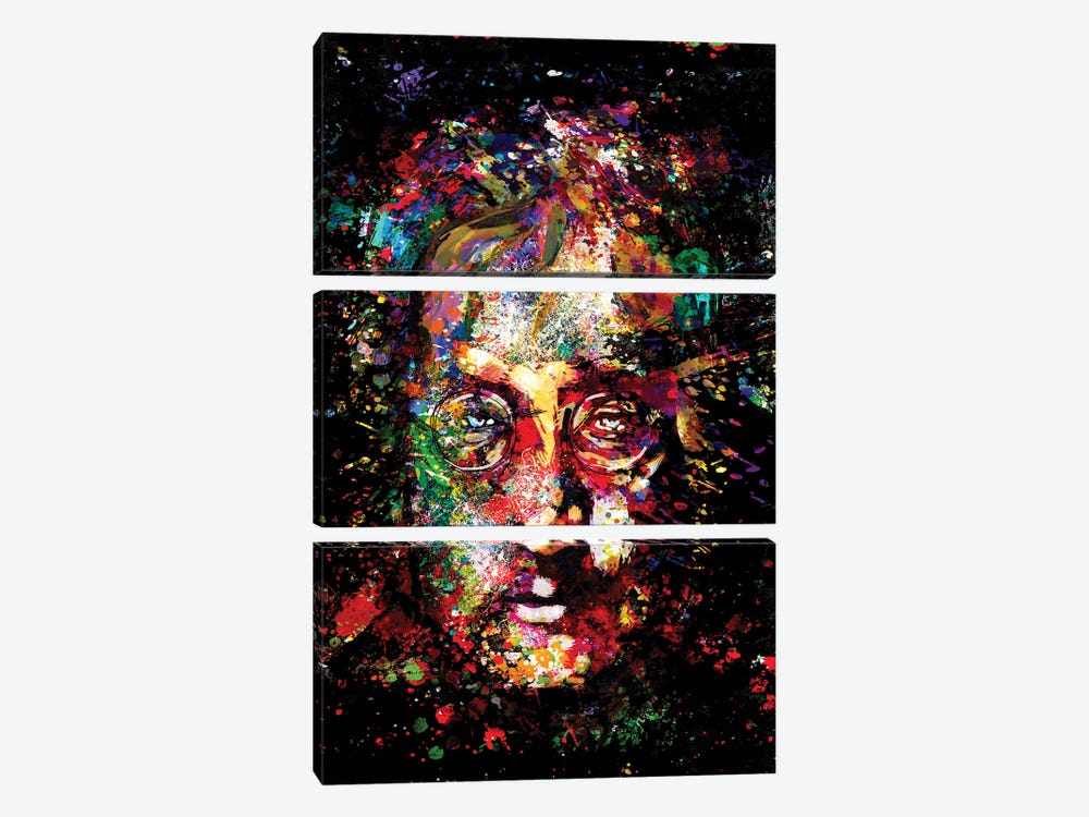 John Lennon - The Beatles "Imagine" by Rockchromatic 3-piece Canvas Art Print