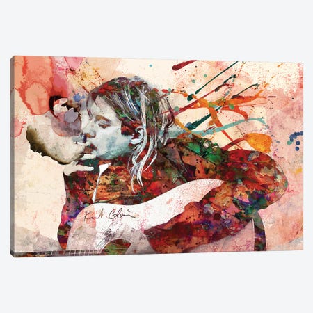 Kurt Cobain - Nirvana "Load Up On Guns" Canvas Print #RCM146} by Rockchromatic Canvas Art