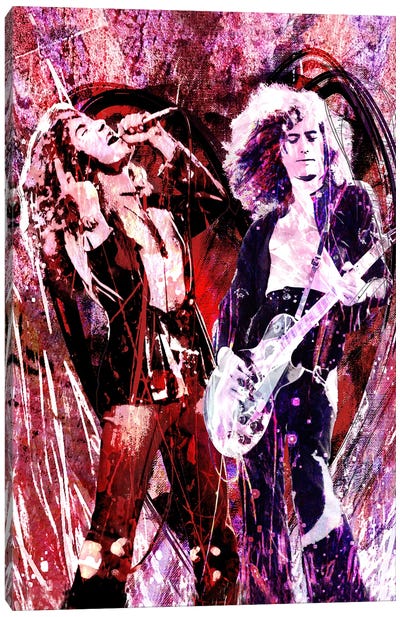 Led Zeppelin - Jimmy Page And Robert Plant "Heartbreaker" Canvas Art Print - Man Cave Decor