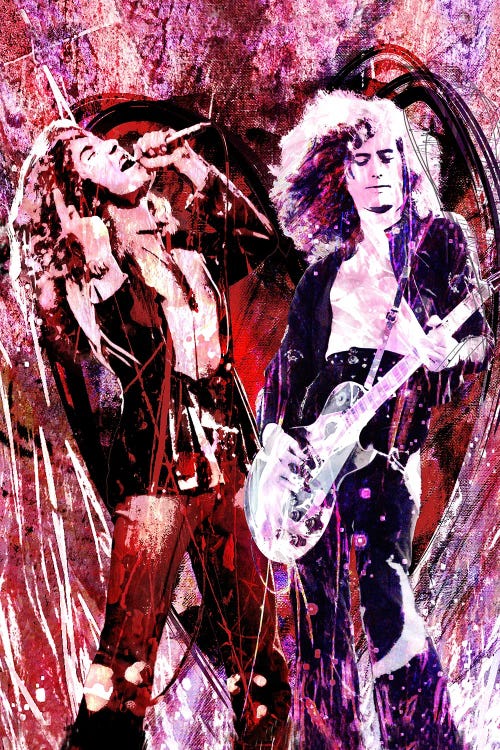 Led Zeppelin - Jimmy Page And Robert Plant "Heartbreaker" by Rockchromatic wall art
