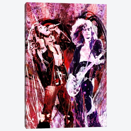 Led Zeppelin - Jimmy Page And Robert Plant "Heartbreaker" Canvas Print #RCM149} by Rockchromatic Canvas Art Print