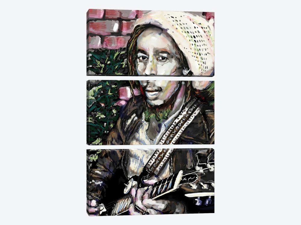 Bob Marley "No Woman No Cry" by Rockchromatic 3-piece Canvas Print