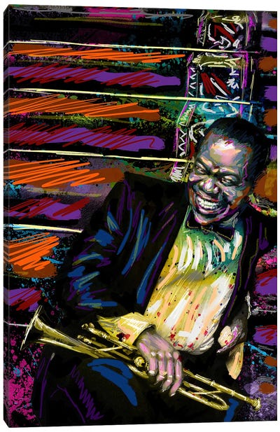 Louis Armstrong - Jazz "What A Wonderful World" Canvas Art Print - Best Selling Portraits