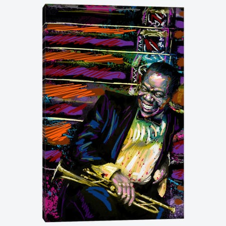 Louis Armstrong - Jazz "What A Wonderful World" Canvas Print #RCM153} by Rockchromatic Canvas Wall Art