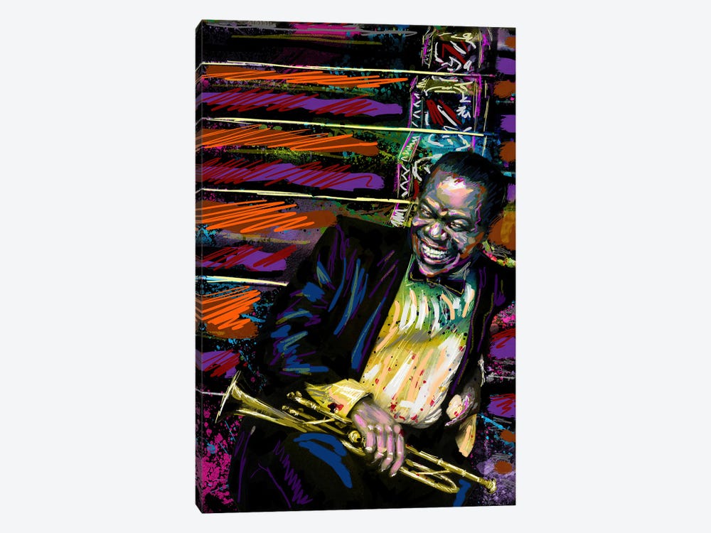 Louis Armstrong - Jazz "What A Wonderful World" by Rockchromatic 1-piece Canvas Art