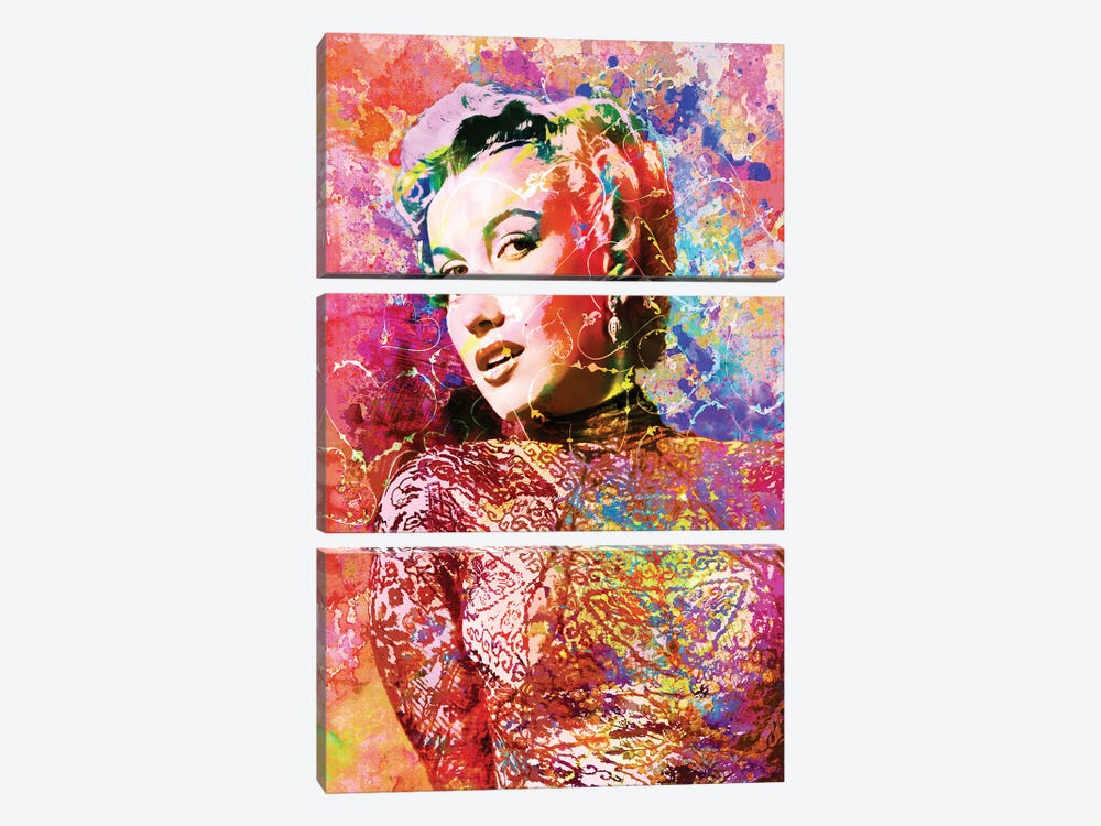 Marilyn Monroe "Here's Looking At You" by Rockchromatic 3-piece Canvas Print