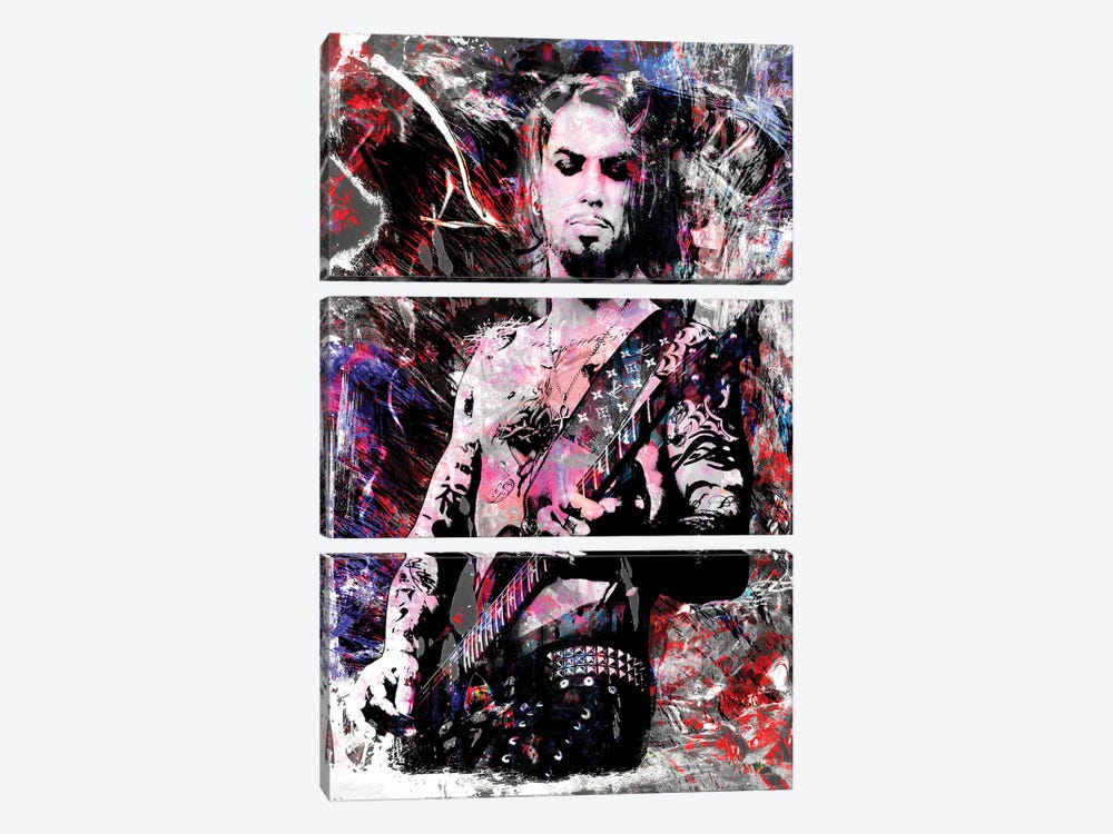Dave Navarro - Jane’S Addiction "Been Caught Stealing" by Rockchromatic 3-piece Canvas Wall Art
