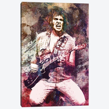 Neil Young "Hey Hey My My Rock N Roll Will Never Die" Canvas Print #RCM160} by Rockchromatic Canvas Print