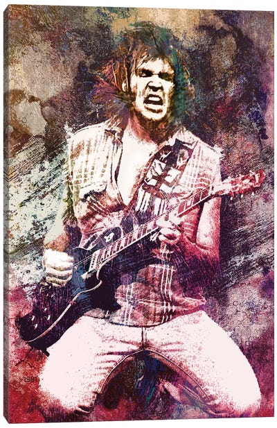Neil Young "Hey Hey My My Rock N Roll Will Never Die" Canvas Art Print - Rockchromatic