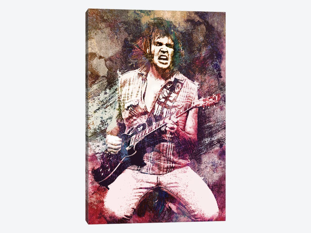 Neil Young "Hey Hey My My Rock N Roll Will Never Die" by Rockchromatic 1-piece Canvas Artwork