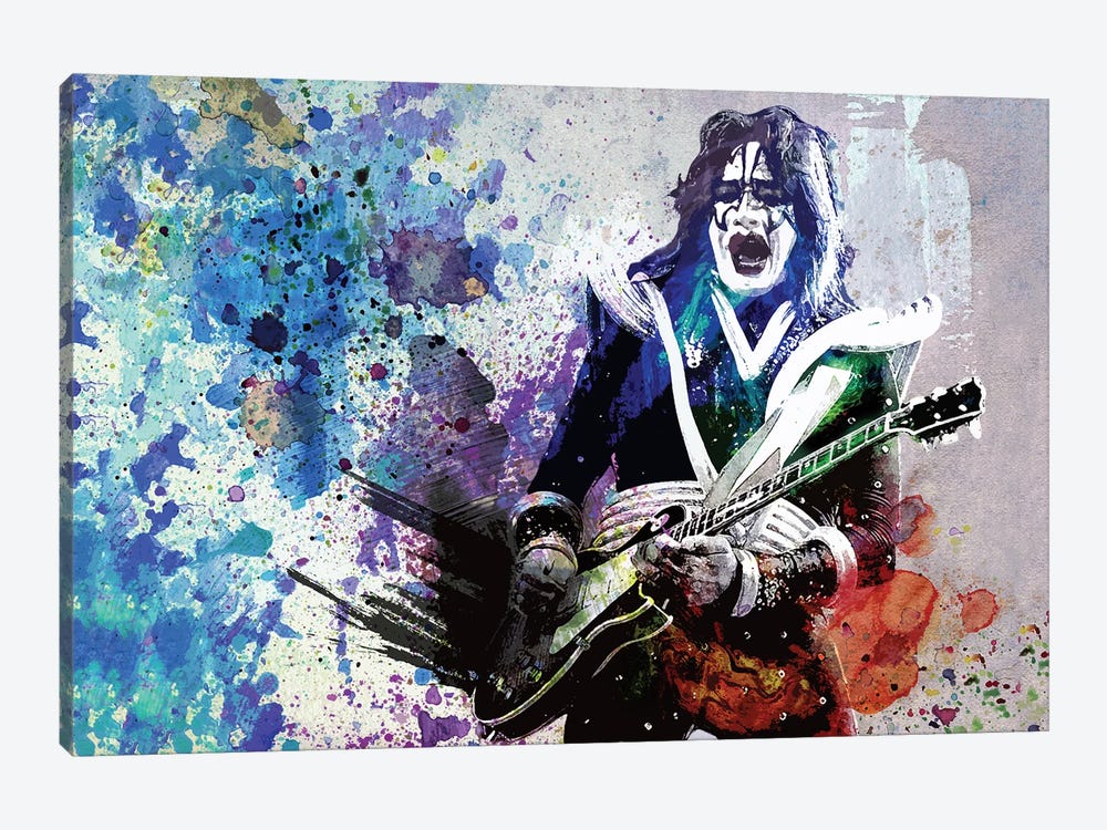 Ace Frehley - Kiss "I Wanna Rock N Roll All Night" by Rockchromatic 1-piece Art Print