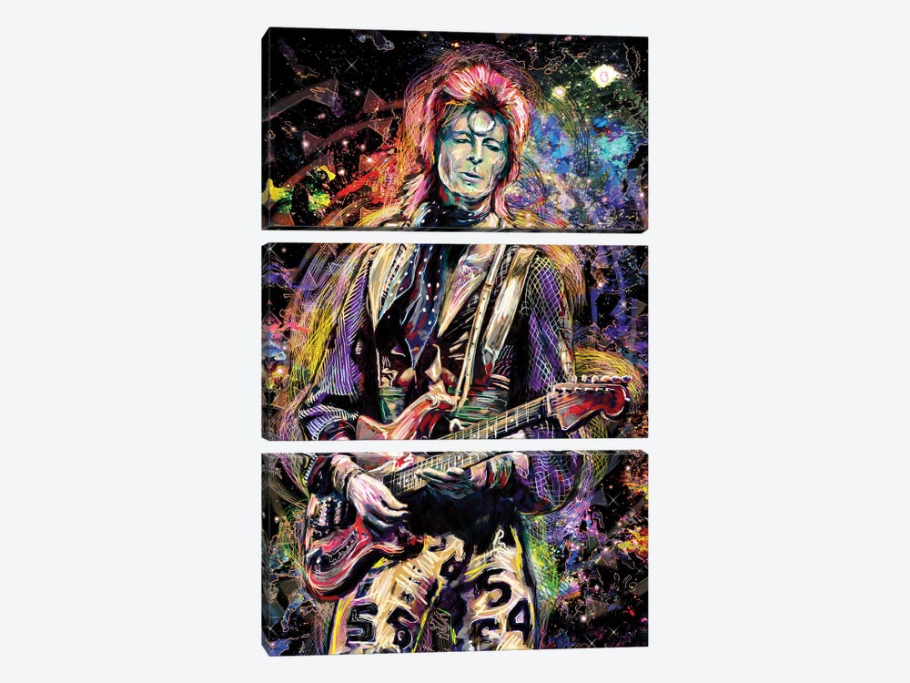 David Bowie "Ziggy Played Guitar" by Rockchromatic 3-piece Canvas Artwork