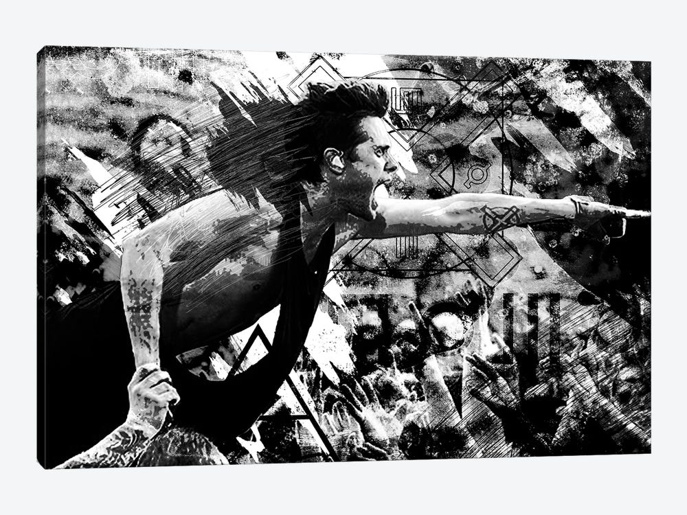 Jared Leto - Thirty Seconds To Mars "I'll Attack" by Rockchromatic 1-piece Canvas Art Print