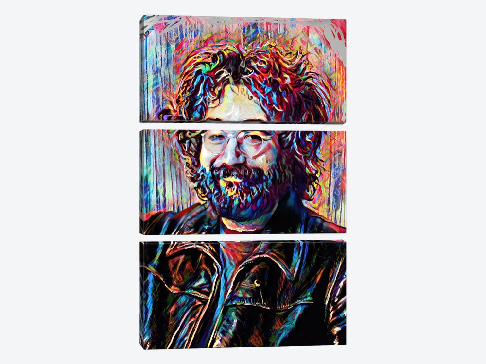 Jerry Garcia - The Grateful Dead "Eyes Of The World" by Rockchromatic 3-piece Canvas Artwork