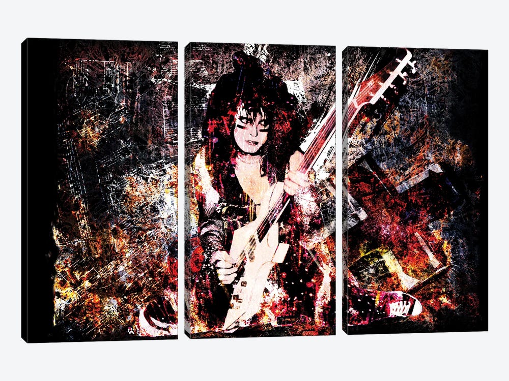 Nikki Sixx - Motley Crue "Knock Em Dead" by Rockchromatic 3-piece Canvas Print