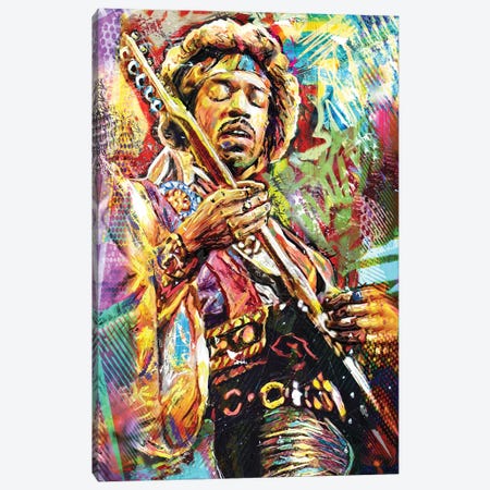Jimi Hendrix "Little Wing" Canvas Print #RCM226} by Rockchromatic Art Print