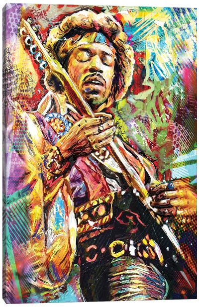 Jimi Hendrix "Little Wing" Canvas Art Print - Large Colorful Accents