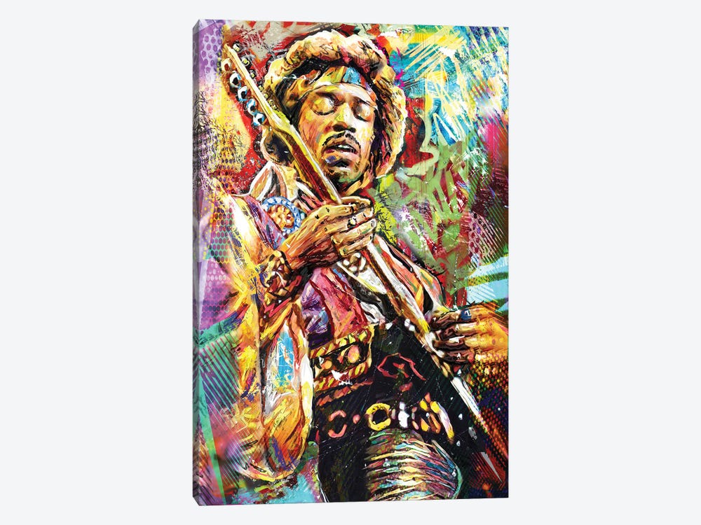 Jimi Hendrix "Little Wing" by Rockchromatic 1-piece Canvas Wall Art