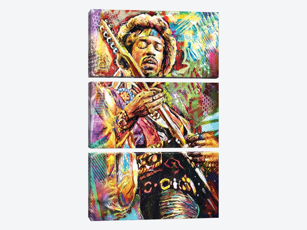 Jimi Hendrix "Little Wing" by Rockchromatic 3-piece Canvas Artwork