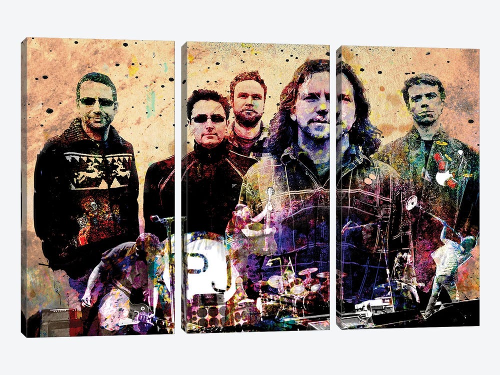 Pearl Jam "Even Flow" by Rockchromatic 3-piece Canvas Art Print