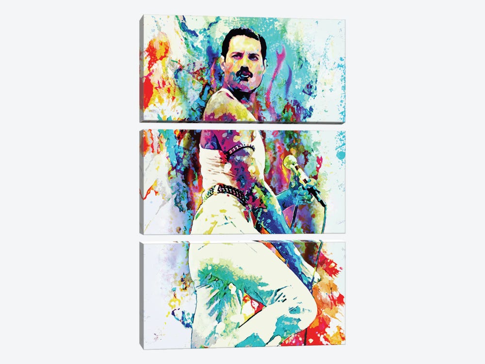 Freddie Mercury - We Will Rock You by Rockchromatic 3-piece Canvas Print