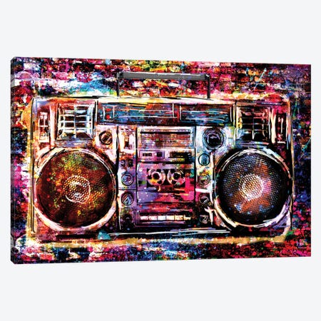 Boombox "80s Vibe" Canvas Print #RCM248} by Rockchromatic Canvas Art