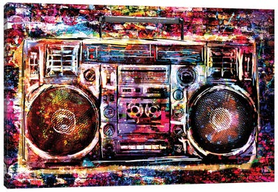 Boombox "80s Vibe" Canvas Art Print - Street Art & Graffiti