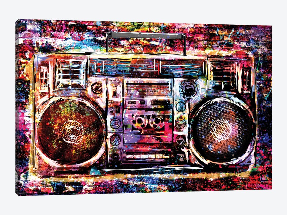 Boombox "80s Vibe" by Rockchromatic 1-piece Canvas Art