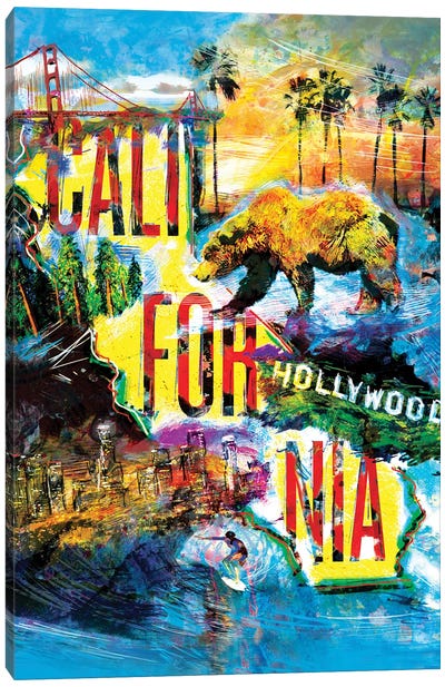 California Love Canvas Art Print - Hollywood