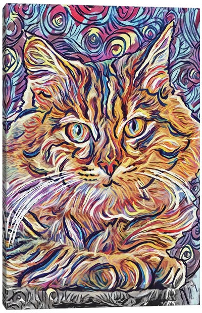 Cat Lovers Canvas Art Print - Orange Cat Art