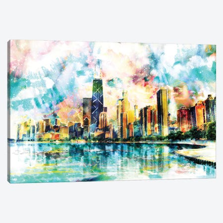 Chicago Skyline Canvas Print #RCM253} by Rockchromatic Canvas Print
