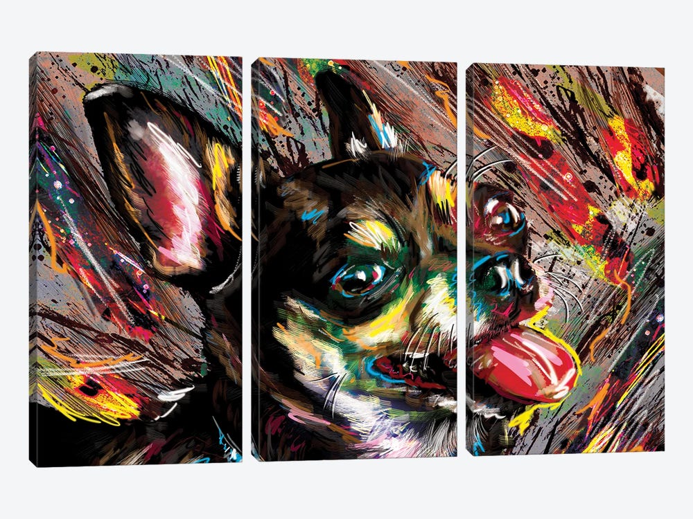 Chihuahua Mania by Rockchromatic 3-piece Art Print
