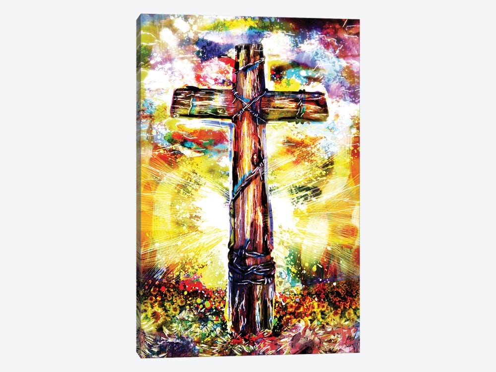 Christian Cross by Rockchromatic 1-piece Canvas Wall Art