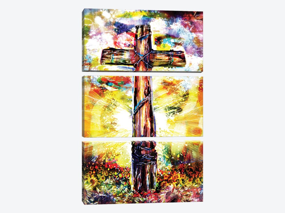Christian Cross by Rockchromatic 3-piece Canvas Art