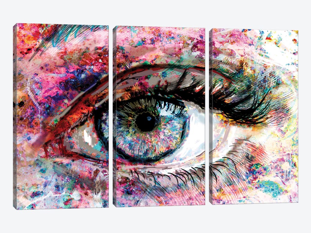 Eye - Stars in Her Eyes by Rockchromatic 3-piece Canvas Print