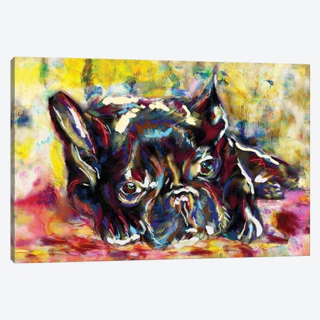 French Bulldog - Frenchie Love Canvas Print #RCM259} by Rockchromatic Art Print